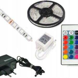ZESTAW Taśma 1m 60 LED RGB sterownik 24 klawisze zasilacz HQ