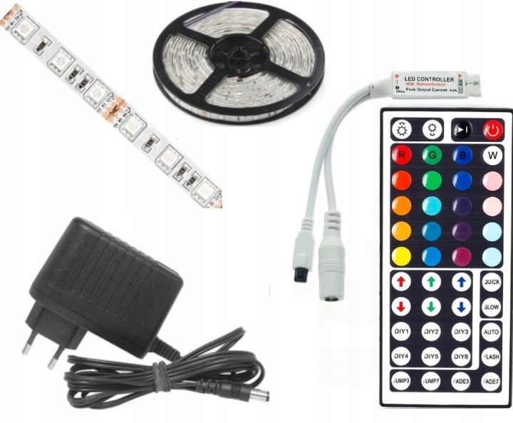 ZESTAW Taśma 1m 30 LED RGB sterownik RF zasilacz